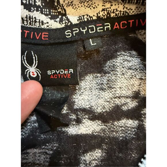 Spyder Active Woman's Half Zip Long Sleeve Knit Top Sz L Black White Gray - Picture 3 of 10